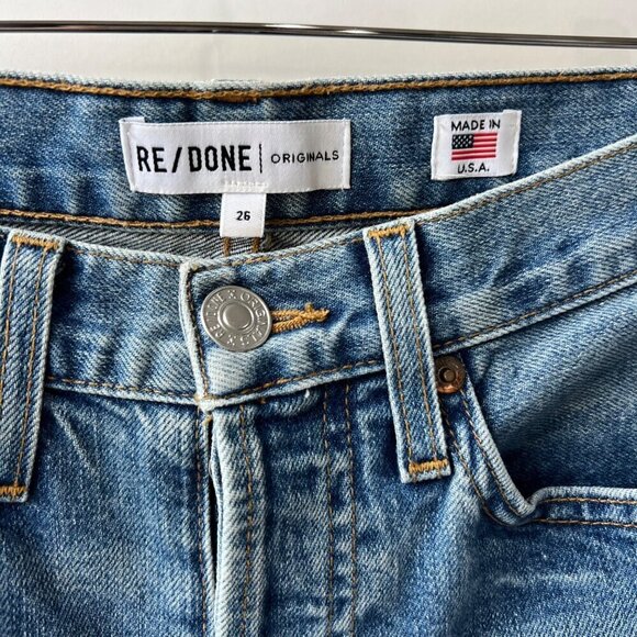 Re/done High rise ankle crop jeans, medium blue, Size 26, L69 - Picture 6 of 13